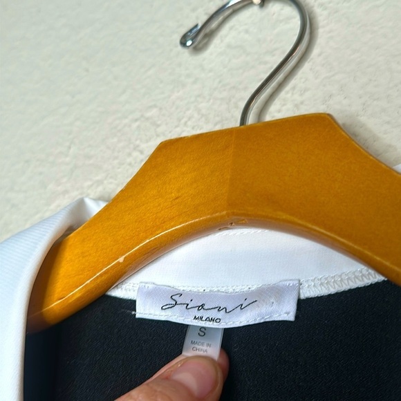 NWOT Sioni Sweater Vest Blouse Black White Size Small Classic Preppy Corporate - Picture 3 of 11